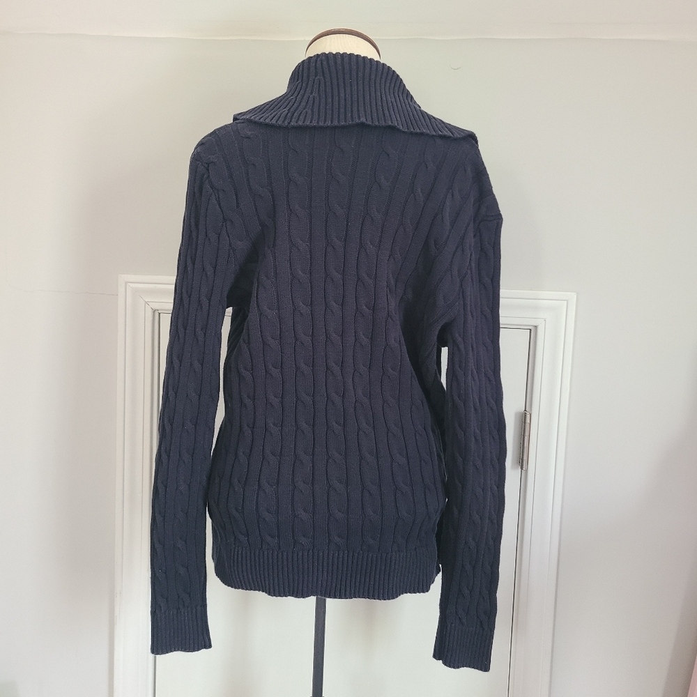 Ralph Lauren Buckle Sweater Womens Size L Cable Knit Preppy Equestrian READ FLAW - Picture 4 of 16